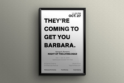 Tallahassee October Film Fest - Night of the Living Dead Poster advertisement advertising branding design film festival graphic design horror movies marketing poster