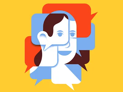 Talk to me. editorial editorial illustration face grain illustration word bubble