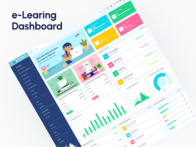 e-Learning Dashboard branding card course dashboard design e course edtech education app graph interface learning minimalist online learning product design student study ui uiux video webdesign