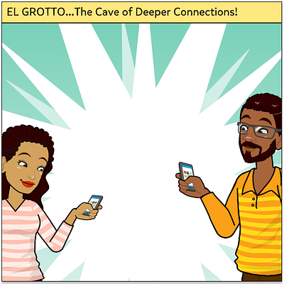 Storyboarding - El Grotto App animated comic art design thinking