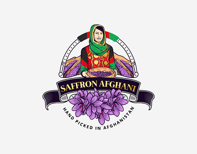 saffron afghani branding design emblem emblem design emblem logo emblem logo creative round farmers girl logo saffron vector