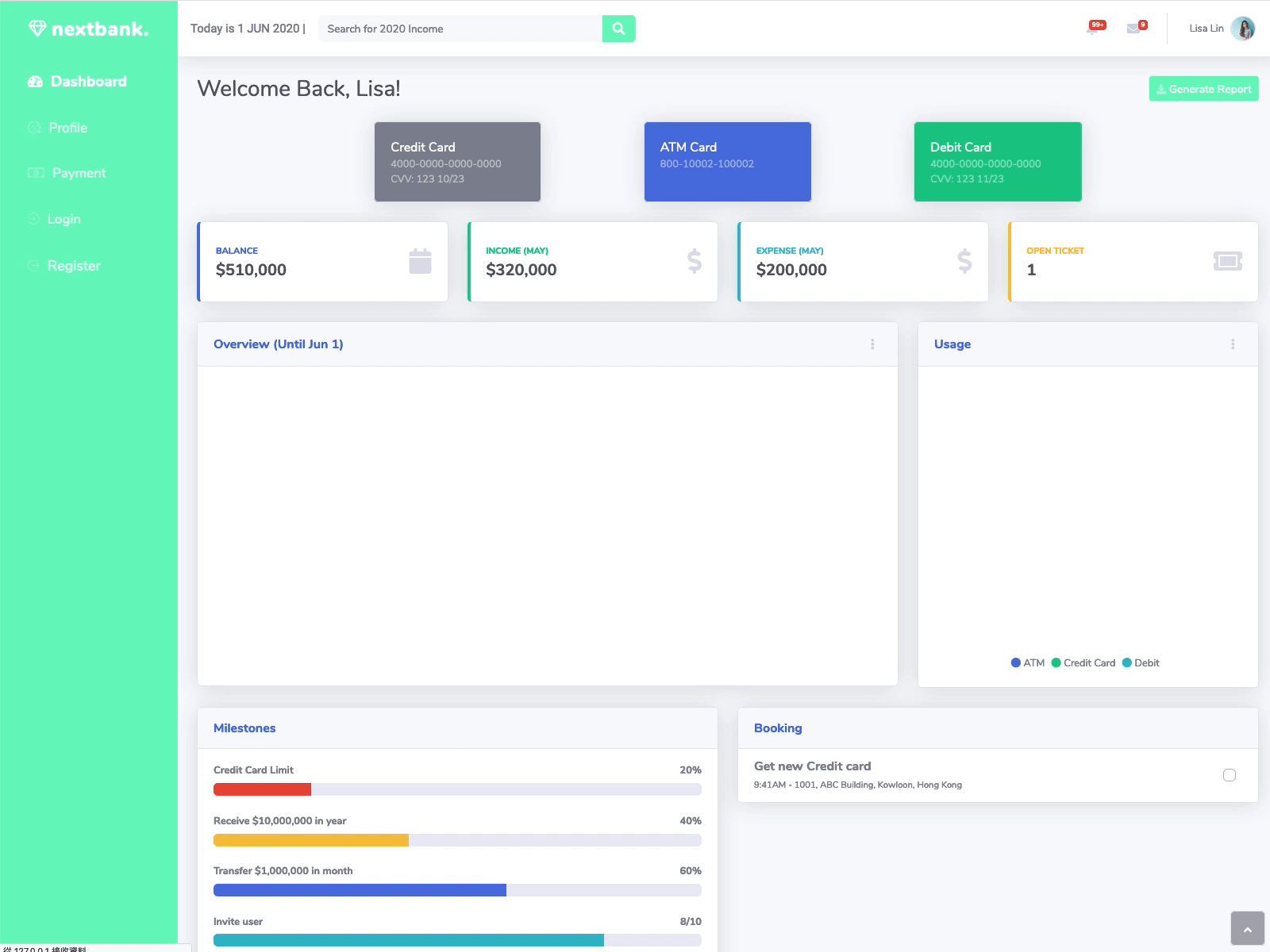 nextBank. Dashboard - A Bootstrap Theme 2020 bank dashboard design dribbble invite shot stats website