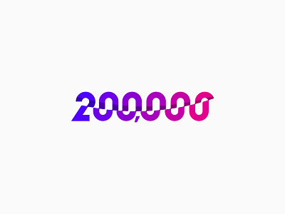 200,000 followers / subscribers - logo, branding, lettermark branding followers hundreds of thousands illustration lettering lettermark logo logo design logotype minimalist logo monogram numbers simple logo subscribers typography