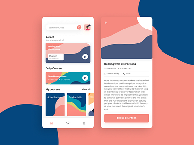 UI Design Exploration — Mindfulness App app design flat graphic design illustration mindfulness mobile mobile design mobile ui typography ui user interface ux vector