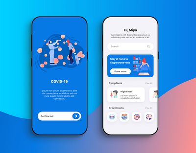 Covid-19 App UI covid 19 minimal mobile design ui ux