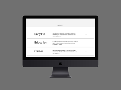 Frank Owen Gehry consept editorial education interface minimal mobile typography ui ux website