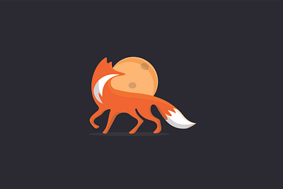 The Moon Fox Logo black design designs elegant flat flat design fox fox logo graphic design graphicdesign logo logo design logos night orange