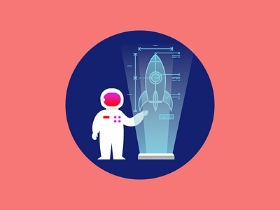 Rocket Illustration astronaut blueprint graphic illustration rocket space vector xray