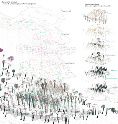 Forest structure system. architecture design illustration landscape design