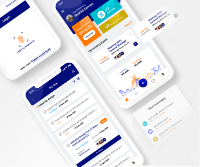 Dashboard & Task page - Mini ERP blue clean dashboard dribbble erp event figma first illustration login meeting orange recent simple task ui white