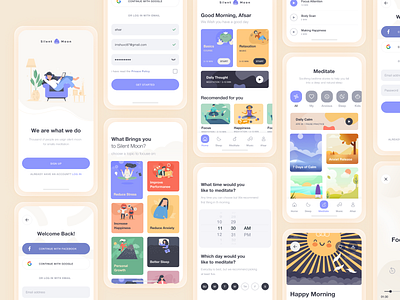 Silent Moon: Meditation App (Light Version) animation app branding deshboard design ecommerce flat icon illustration landing page logo meditation minimal mobile typography ui ux vector web website