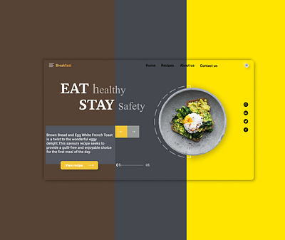 Food website concept " Breakfast -starting a day with healthy " branding breakfast dailyui design figmadesign fitness food plate foodie healthcare home lovedesing photoshop safety typography ui ui ux uidesign unique ux website