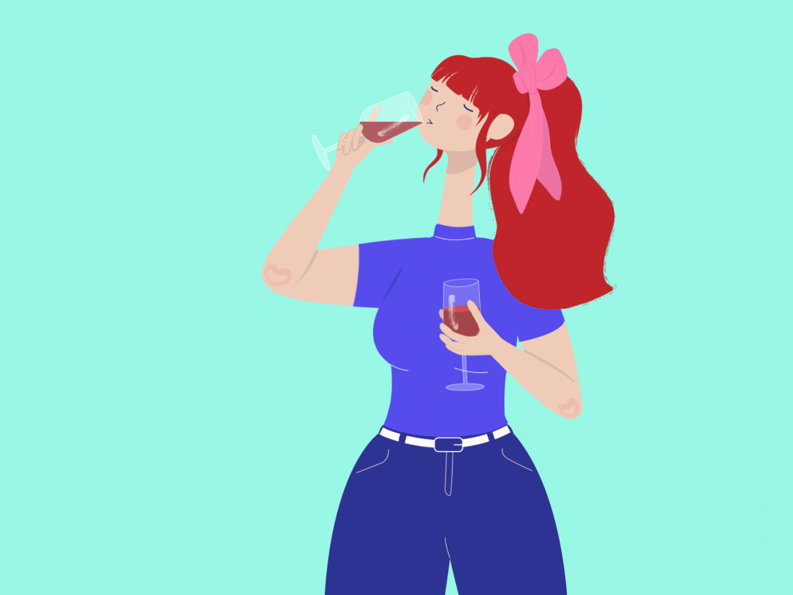 Party with a VIP animation character design design digital girl girl illustration illustration vector wine