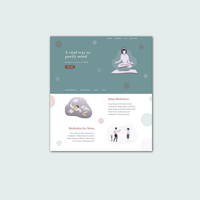 Meditate(sample) - Home page homepage landingpage meditation ui uiux ux webdesign website website design