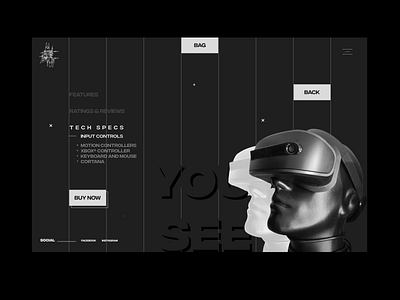 Vr ______ Glasses black black white catalog dark ui dribbble glasses interfaces page design shop uiuxdesign vr website