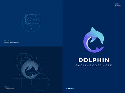Dolphin Logo amazing best circle grid creative custom design dolphin elegant eye catching fish flat golden ratio illustration logo minimal modern outstanding process professional unique