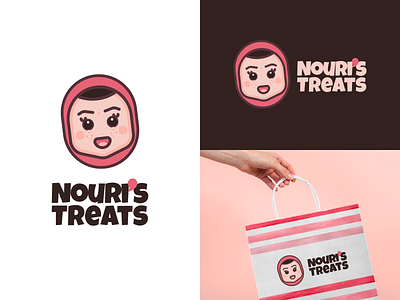 Nouri's Treats - Personal Logo For The Love Of Baking baking brand branding cake logo cake shop colorful face joyfull logo logo identity logos personal branding sweets treats