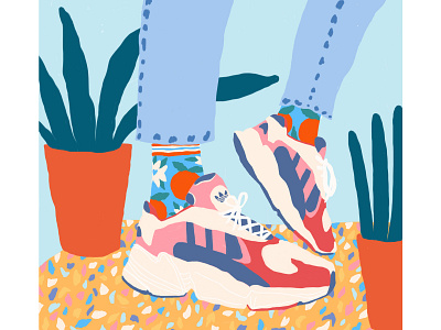 Shoes & socks & plants digital illustration illustration illustrator pattern design print repeat pattern surface pattern designer