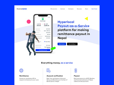 ThamelRemit Home Screen design desktop fintech homepage landing landing page money transfer send money uiux website website concept website design