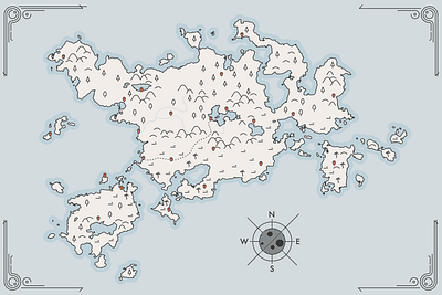 World map blue fantasy fictional illustraion islands map world