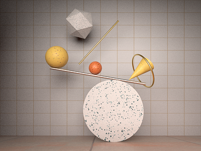 Abstract Balance 3d 3d art abstract arnold artwork balance c4d cinema4d creative design creativity design gold gravity inspiration maxon maxonc4d spheres surreal texture triangle