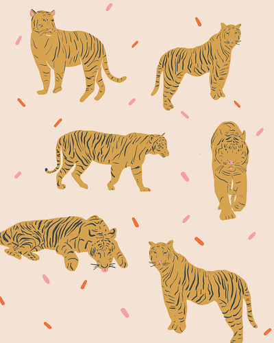 Here Kitty Kitty - Tiger Art adobe beige fresco fun gold pattern pattern design patterns patttern art surface pattern surface pattern design tan textile design textile designer tiger tiger king tiger pattern tigers