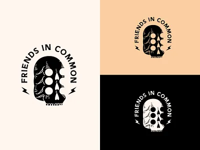 Friends in common brand branding friends friends in common friendship lightning logo minimalist music music logo palette record label skull skulls