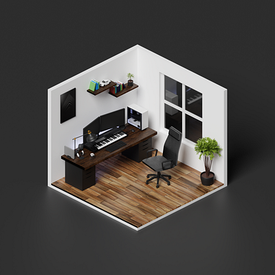 Isometric Home Office 2 3d art blender illustration isometric lighting lights low poly render