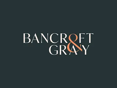 Bancroft & Gray Logo ampersand bancroft and gray branding building clean cream dark green home house interior logo orange property serif typography vintage