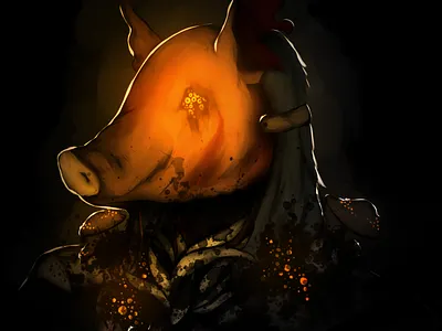 Pig Head design digitalart digitalpaiting horror art icon illustration