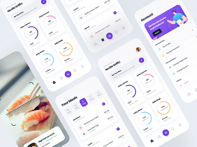 Phoenix - Fitness App app app design clean design fitness app illustration mobile mobile ui mobileapp purple ui user experience user interface ux