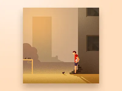 Play with me adobe art bratislava evening football illustration photoshop pigeon street sunset