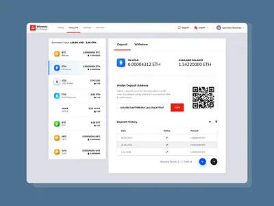 Wow Exchange Wallet | White Minimal bitcoin bitcoin services btc clean ui creative crypto crypto exchange crypto wallet minimal deisgn minimal ui minimalistic money ui uiux user experience user interface wallet wallet app web design