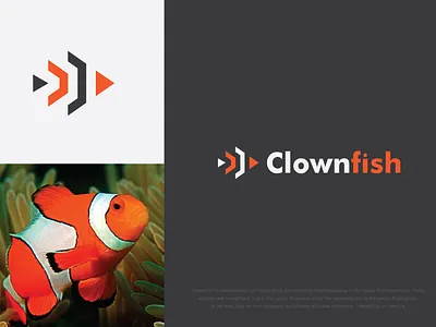 Clown Fish Minimal Logo Design app branding clownfish creative design fish logo icon logo logodesign minimalist logo typeface vector weblogo