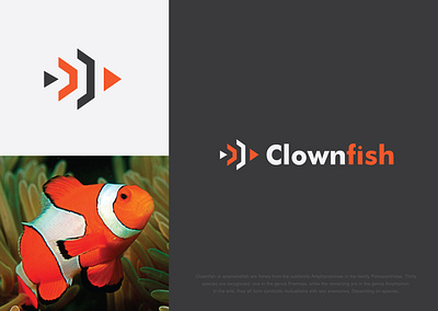 Clown Fish Minimal Logo Design app branding clownfish creative design fish logo icon logo logodesign minimalist logo typeface vector weblogo