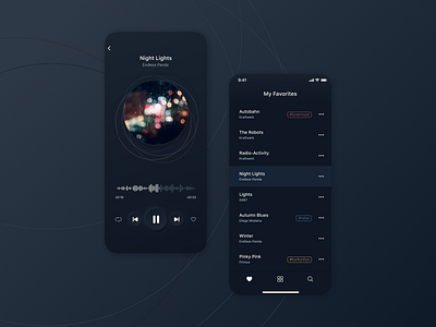 Music Player App Concept app app design audio player audioplayer dark dark theme dark ui design inspiration design interface iphone 11 list music app music app design music player neomorphism tagging ui inspiration uiux design