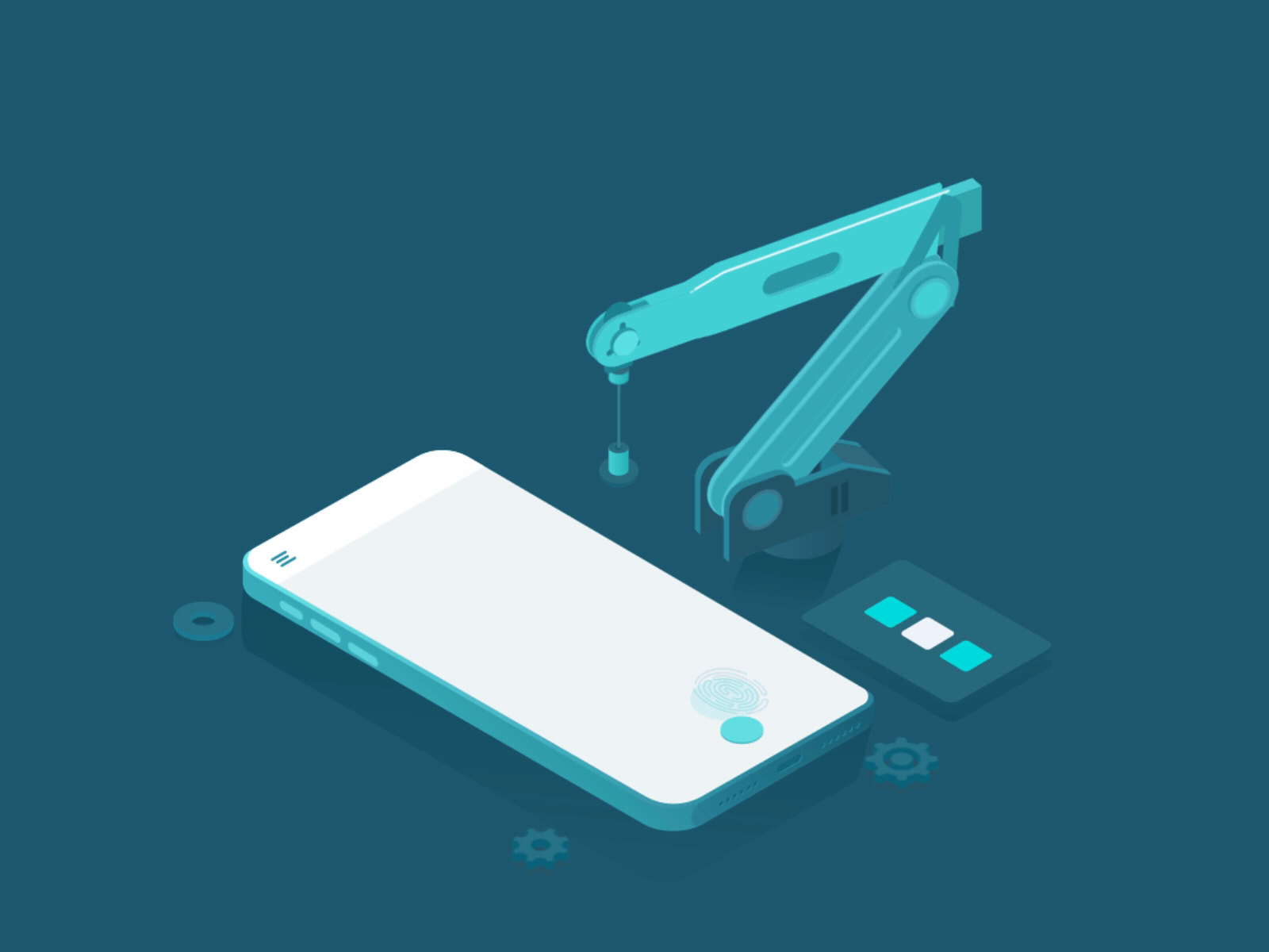 Lottie animation 3d animation after effects animation bot cargo crane isometry lottie message phone processing