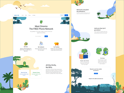 Landing Page For Phone Network branding design dinosaur icon illustration ui ux web website