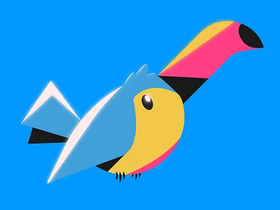 Toucan animal art blue clean design flat illustration illustrator minimal pink toucan vector