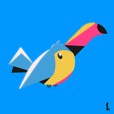 Toucan animal art blue clean design flat illustration illustrator minimal pink toucan vector