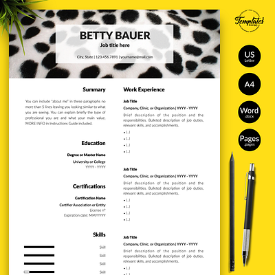 Animal Care Resume for Word & Pages “Betty Bauer” animal care cv animal care resume animal caretakers cv animal caretakers resume cv for animal care cv for pet sitters workers cv for veterinarians cv template one page resume pet care resume pet sitters resume resume for animal care workers resume for pages resume for pet sitters workers resume for word resume template three page resume veterinarian resume veterinary cv veterinary resume