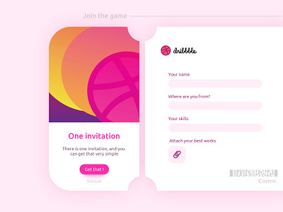 Invitation design draft dribbble invite drink flat hello dribble invitation invite minimal ticket ui ux web