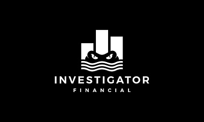 INVESTIGATOR FINANCIAL alligator animal chart concept design eye financial gator graph head icon illustration logo logotype negative space logo predator sign symbol view water