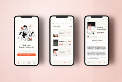 Reading Application application design branding colors creative design illustration landingpage minimalism reading reading app ui uidesign ux
