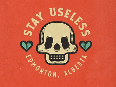 Stay Useless. badge design logo skull