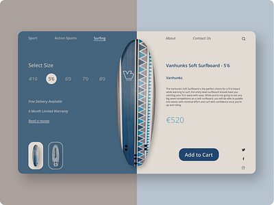 DailyUI #012 - E-commerce 012 clean daily ui challenge dailyui dailyui 012 e commerce shop ecommerce ecommerce app interface design minimal online store product sea surf surfboard surfing ui challenge ui design uiux web