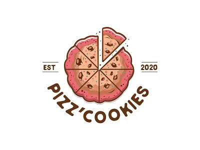 Pizza Cookie logo design bakery cookie food logo pizza symbol tasty