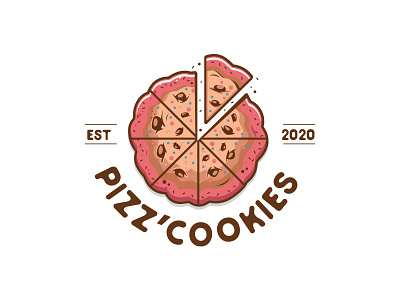 Pizza Cookie logo design bakery cookie food logo pizza symbol tasty
