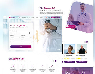 Umedmi landing page doctor medical website reservation ui web