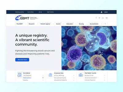 EBMT website care ebmt education events hospital nursing patient patients research science ui ux website